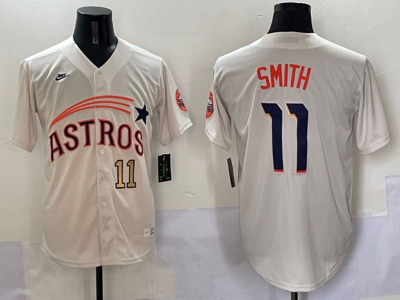 Men Houston Astros #11 Smith Cream Five generations Joint Name 2025 Nike MLB Jersey style 2